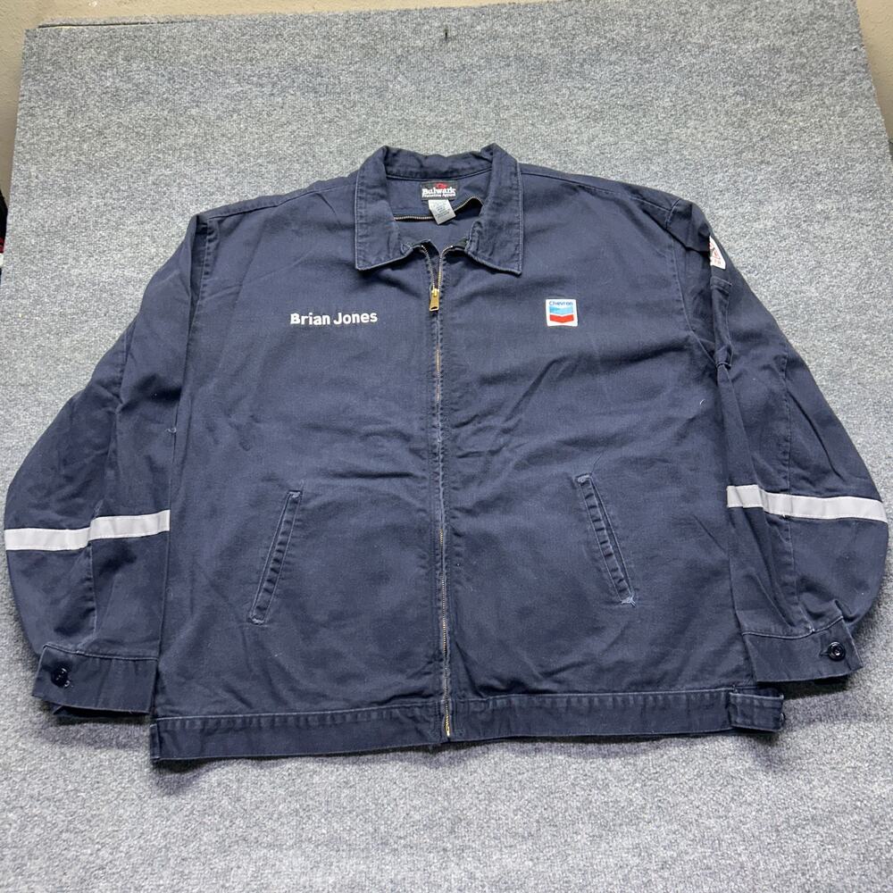 Bulwark EXCEL FR Mens Flame Resistant Chevron Work Jacket Reflective Navy XXL